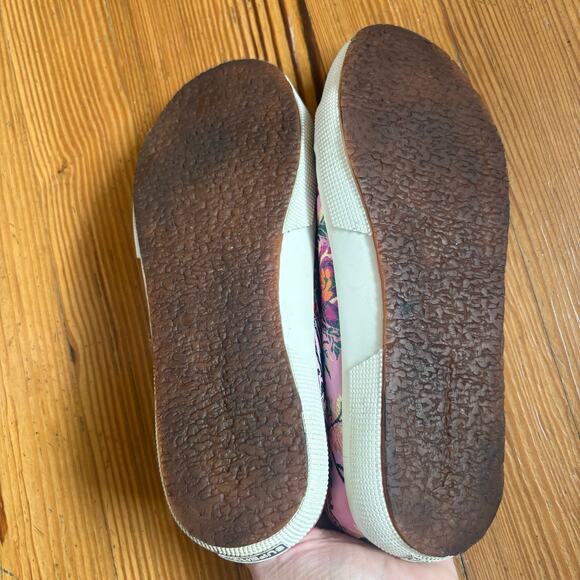 Superga pink floral colorful satin low top lace sneakers SIZE 10 - Picture 5 of 8